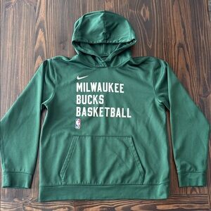 Big Boys Large 14/16 Nike Green Milwaukee Bucks Basketball Hoodie Sweatshirt Kid